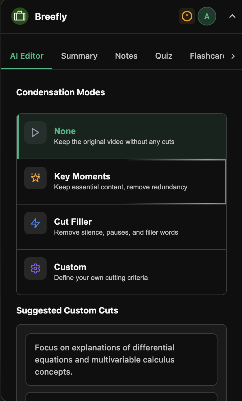 Breefly condensation modes